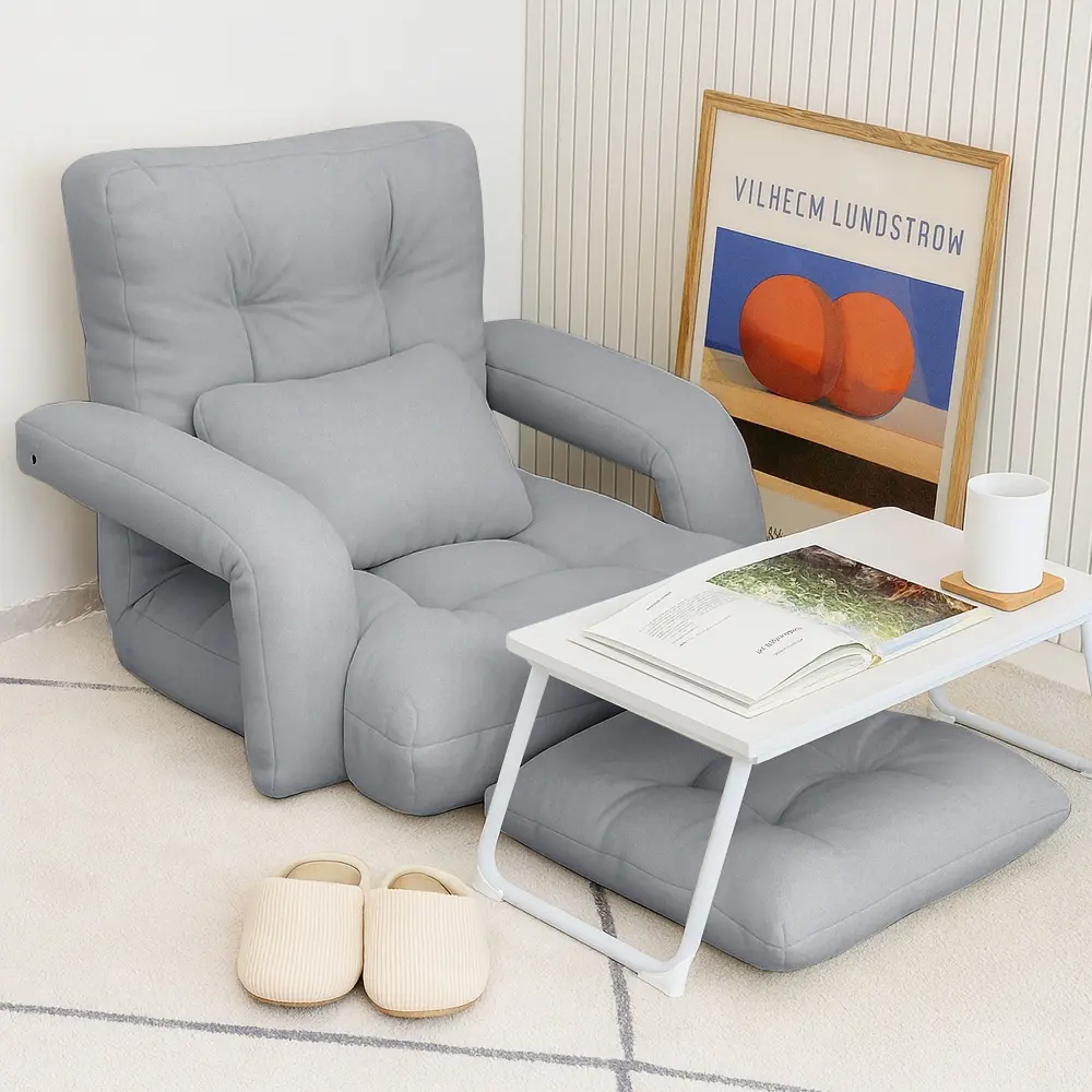 Comet 6-Step Floor Sofa 코멧 6단 각도조절 1인용 패브릭 쇼파 1인용 쇼파 추천, 등받이 6단계 각도조절·완전히 펴면 104cm 눕기