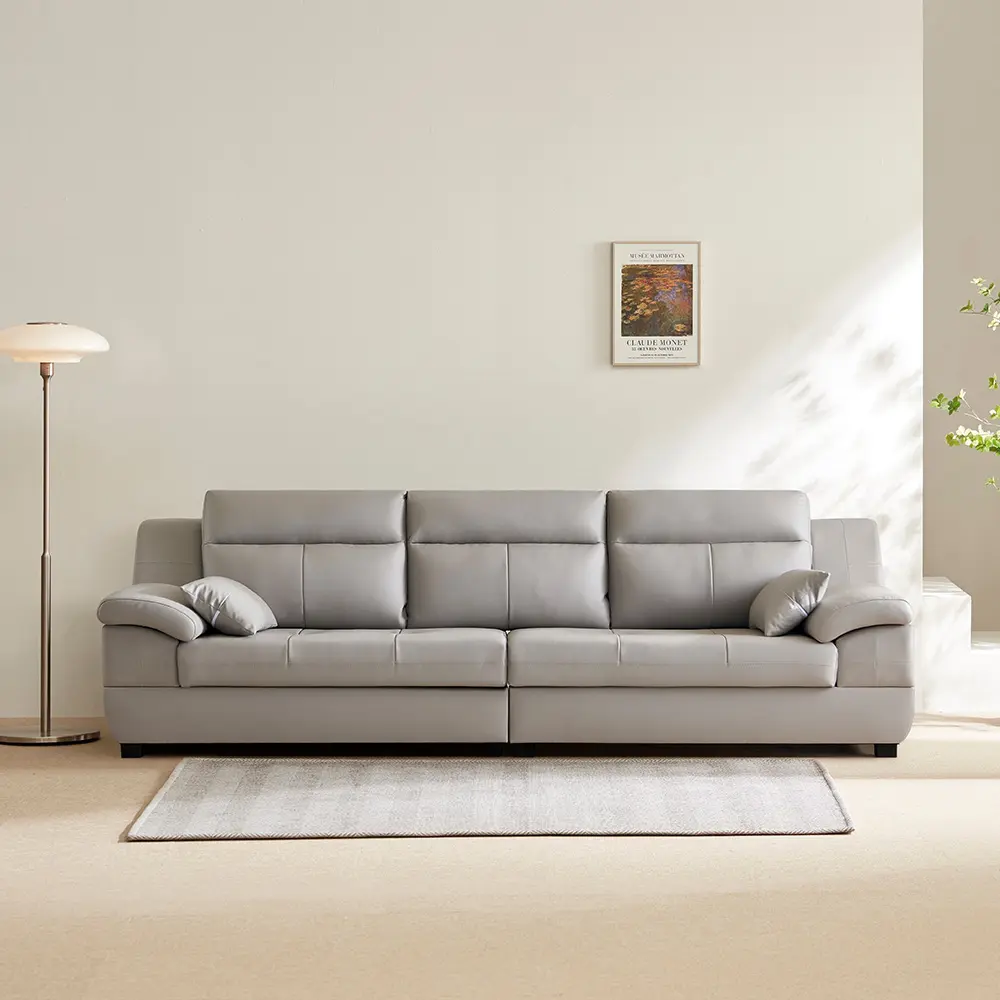 Dongseo Tera 4-Seater 동서가구 테라 천연면피가죽 4인용 가죽 소파 추천, 앉는 면 천연 소가죽 마감·가로 273cm 4인 착석