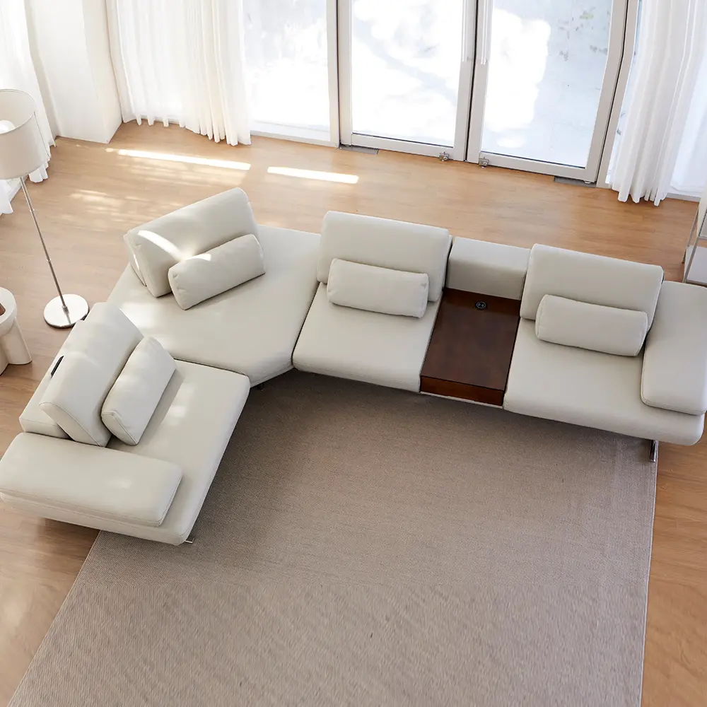Modern Homes September 모던홈즈 셉템버 리프트업 코너 소파 가죽 소파 추천, 등받이 높이 460~570mm 조절·ㄱ자 코너석에 다리 올리기