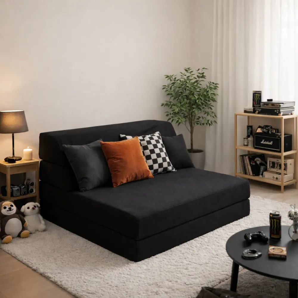 NAGADA N4 Folding Sofa Bed 나가다 4단 접이식 소파베드 소파베드 추천, 펼치면 단차 없는 평면 매트·두께 13cm, 바닥 안 배김