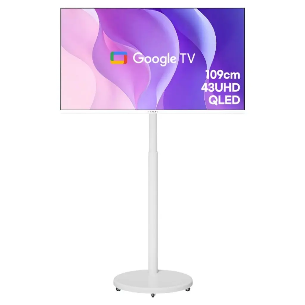 WIDEVU QWGE43UT1 와이드뷰 삼탠바이미 이동식 TV 추천, 43인치 4K QLED 높이조절 스탠드