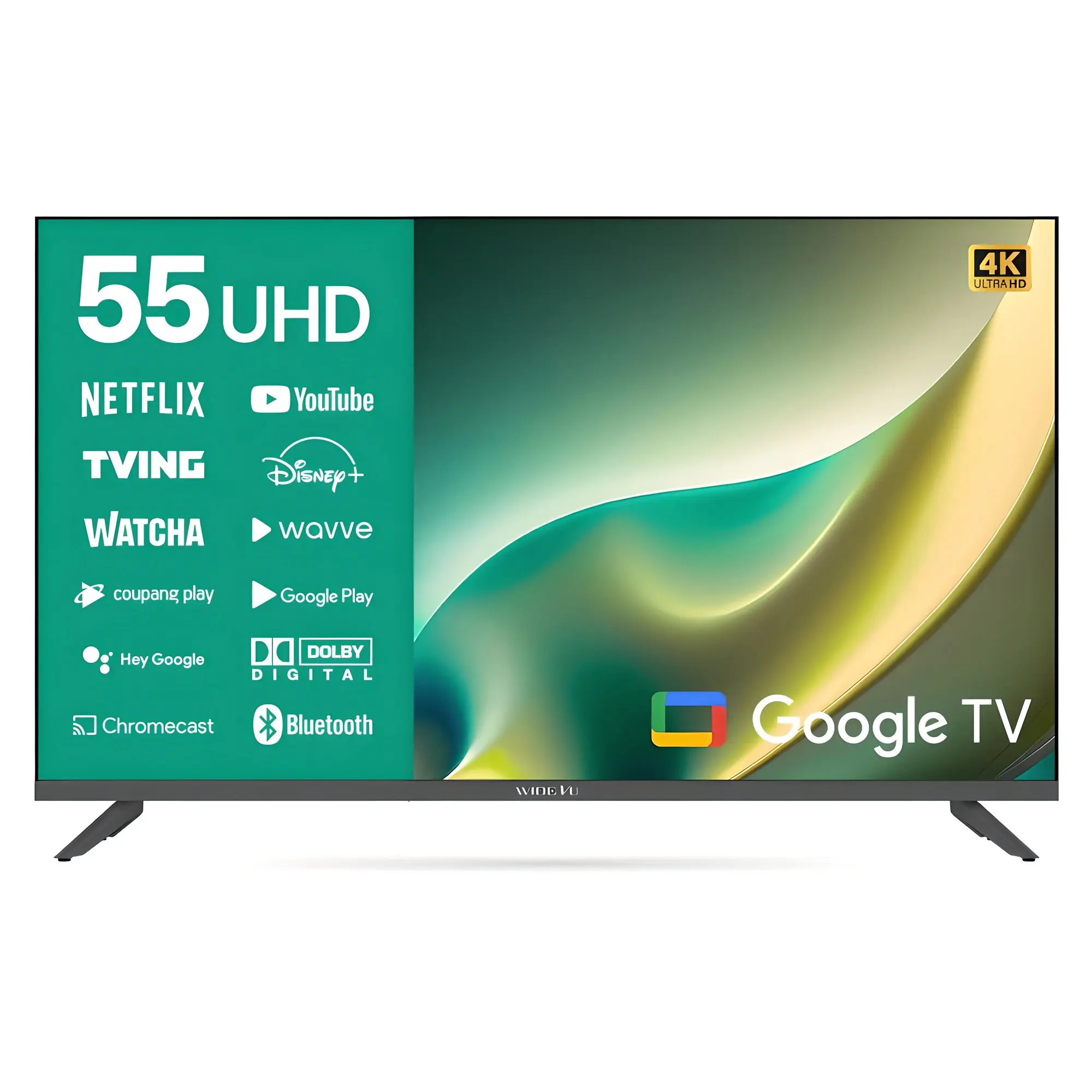 WIDEVU WGE55UT1 와이드뷰 55인치 TV 추천, 40만원대 구글 스마트 TV HDMI 3개 에너지 1등급